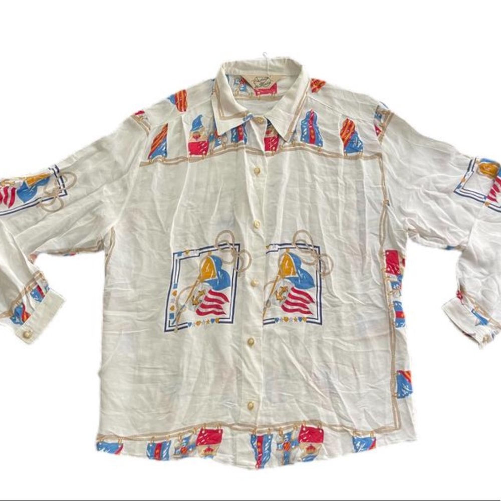 Nautical Silk Button Down